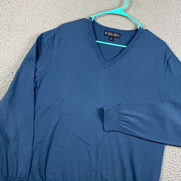 Brooks Brothers Supima Cotton V-Neck Lightweight Pullover Sweater Men's M Blue - Picture 2 of 9